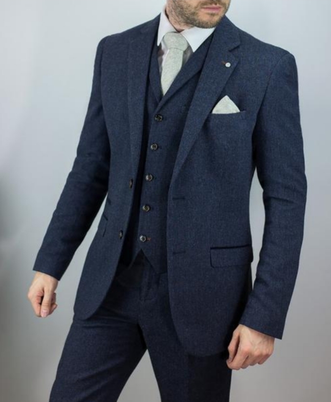 Driedelig Pak Cavani Pantalon Gilet Colbert Navy cavani kopen in de aanbieding